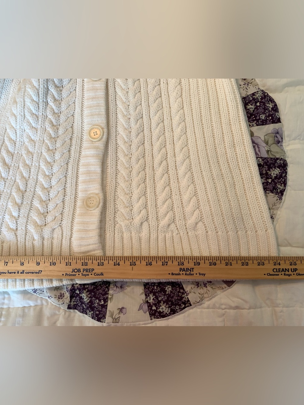 St. John's Bay Cream Cable-Knit Button Cardigan - Picture 12 of 13